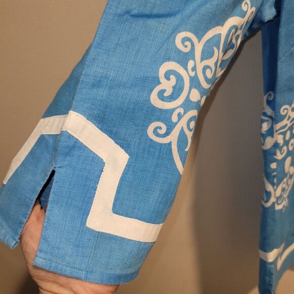 Sarah Spencer Tunic Top Woman 1 X Linen Blue Lagenlook Coastal Resort Boho - Picture 3 of 9